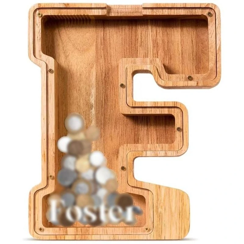 Wooden Letter Savings Container for Children Unique Creative Gift for Birthday Boys and Girls to Encourage Saving X3UC