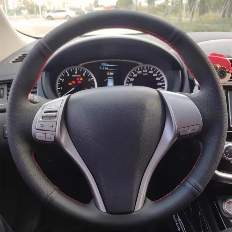 

Car Steering Wheel Weaving Microfiber Leather Xiake Qijun Teana Tuda 2016-2024 Accessories Steering Wheel Cover For Nissan Qida