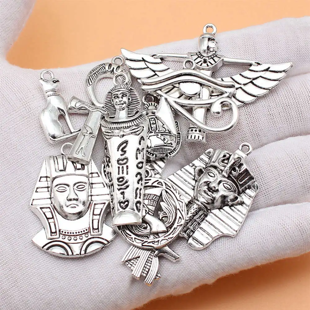 Jewelry Mysterious Ancient Egypt Series Anubis Horus Pharaoh Ankh Cross Charms Collection  New In Materials 11pcs