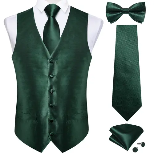 Men Black Paisley Vest Necktie Bowtie Pocket Square Cufflinks Dress Set жилетка мужская Classic 5 PCS Business Waistcoat for Man - Image 17