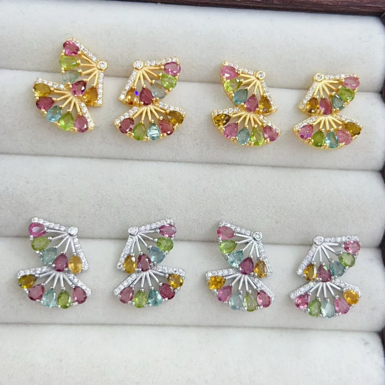 Certificated 925 Silver Natural Tourmaline Luxury Fine Jewelry Line Custom Design Support Wholesale Order Single Retail Purchase