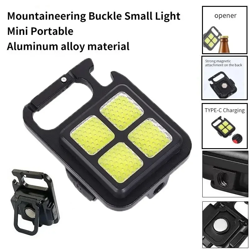 USB Rechargeable Mini Keychain Lamp COB LED Work Light 90 Degree Rotation Portable Multifunctional Camping Emergency Light