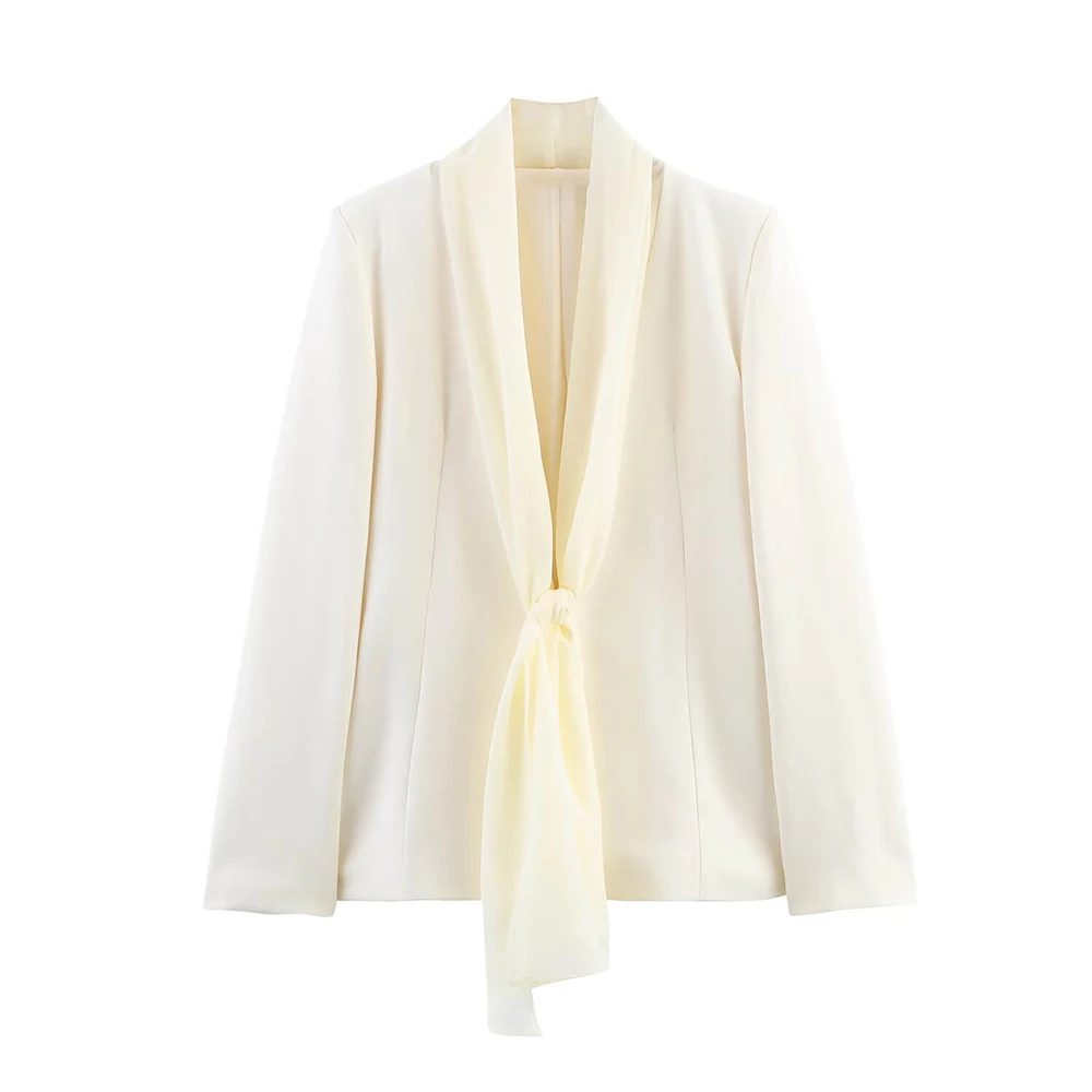 

European And American Fashion Thin Scarf Lapel Blazer Straight Pants Set for Women Popular Style by