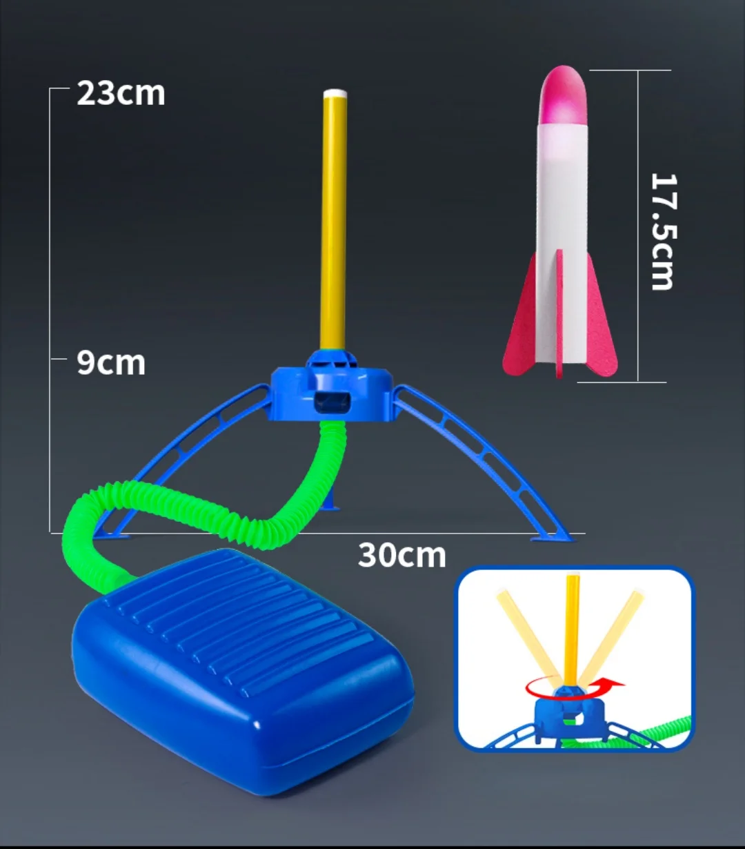 Fußpumpen-Raketenwerfer-Spielzeug, Luftbetriebener Trittraketensatz für Jungen und Mädchen, Spaßiges Garten-Hinterhof-Sportspiel, Geschenk für 14+ – Detail 12