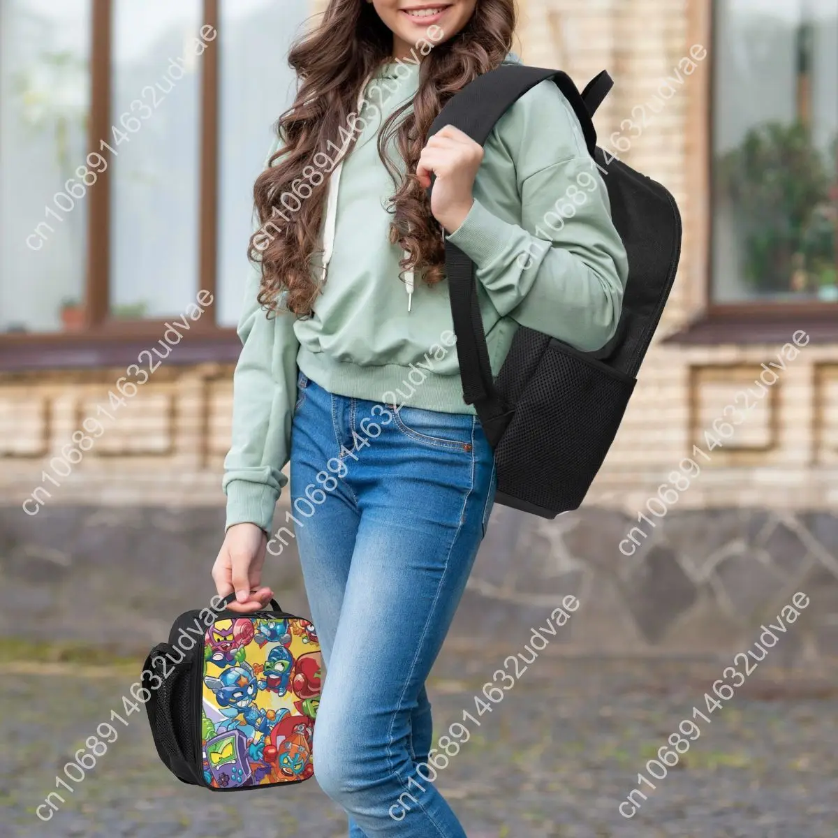 Superthings Backpack Student Boys Girls BookBag School Bag Computer Shoulder Bags 3ps Insulated Lunch Bag Pencil Case