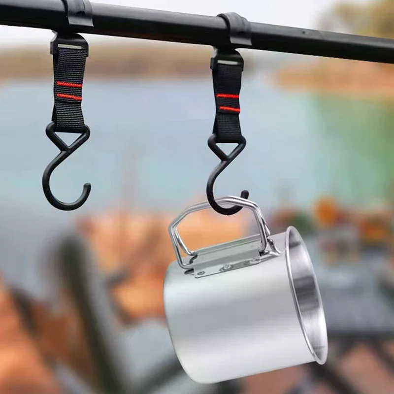 1Pc Stainless Steel Folding Handle Cup Portable Carabiner Cup Outdoor Camping Cups for Home Outdoor Camping Accessories