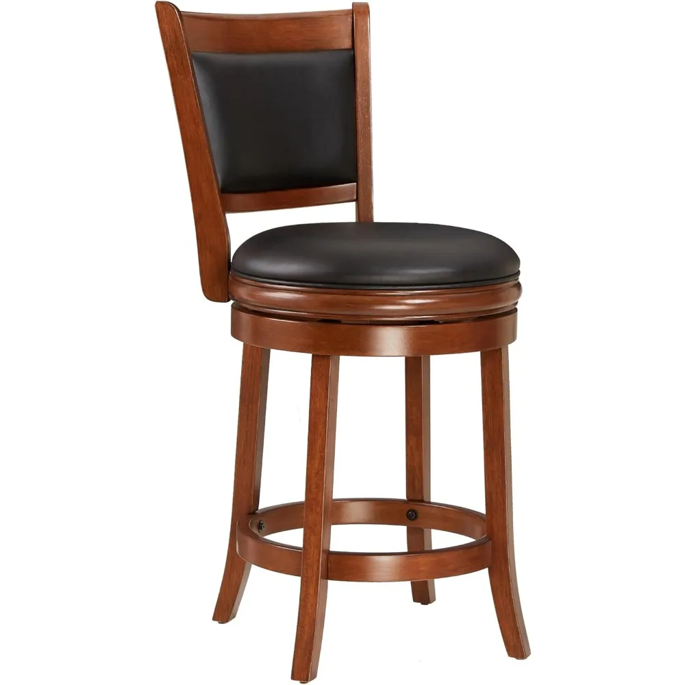 Swivel Counter Height Barstool 24 Inch Seat Height Cherry Set of 1