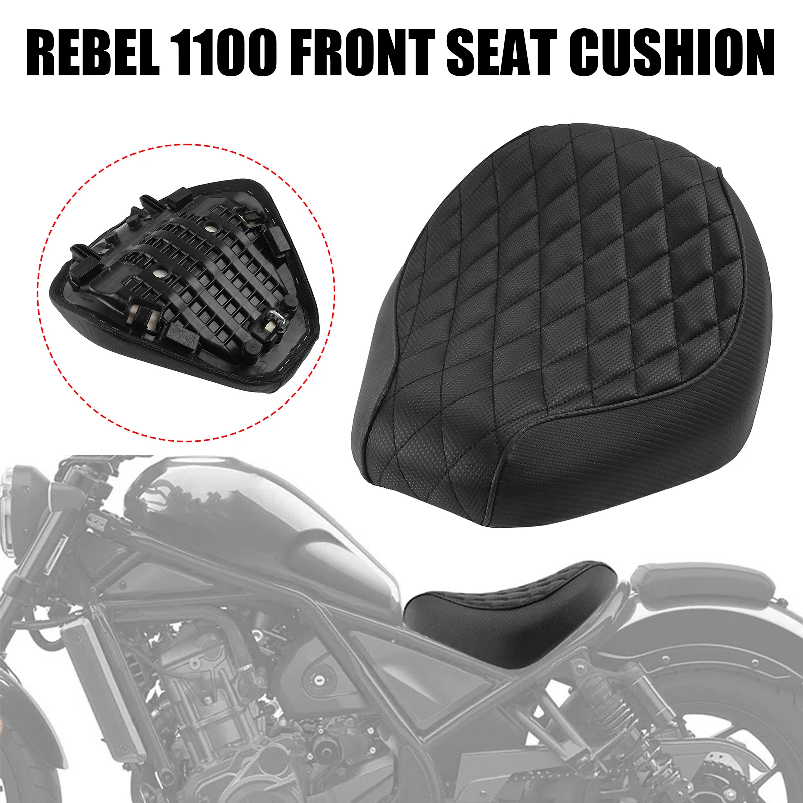 

Motorcycle PU Leather Driver Front Seat Cushion Black Fit For Honda Rebel CMX 1100 CM1100 CMX1100 2021 2022 2023 2024 2025