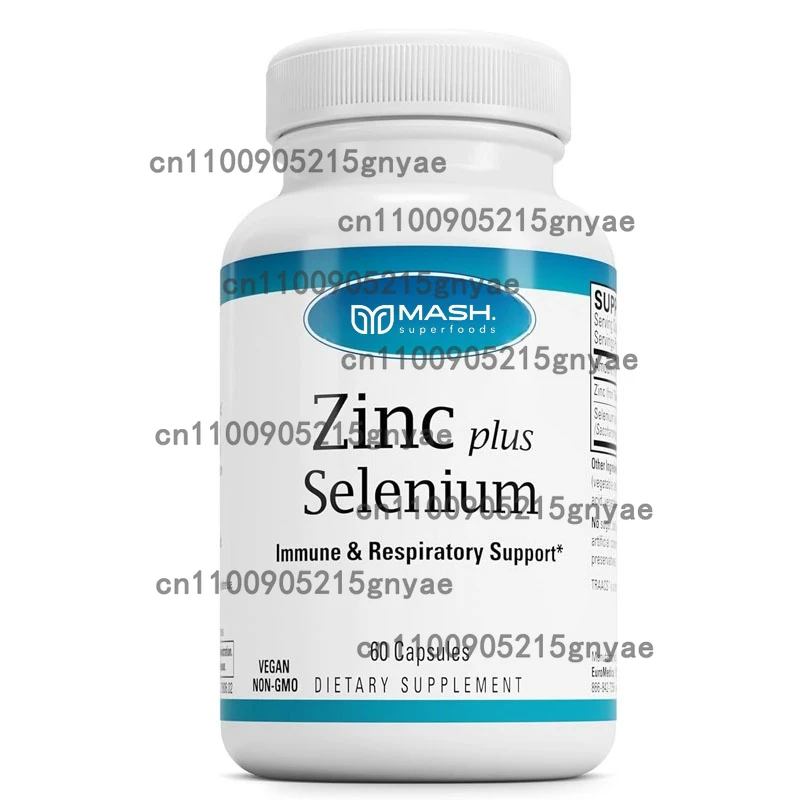 Natural Zinc with Selenium -60 Capsules - Immune Support, Respiratory Function, Cell Protection - Non GMO, Vegan -60 Servings