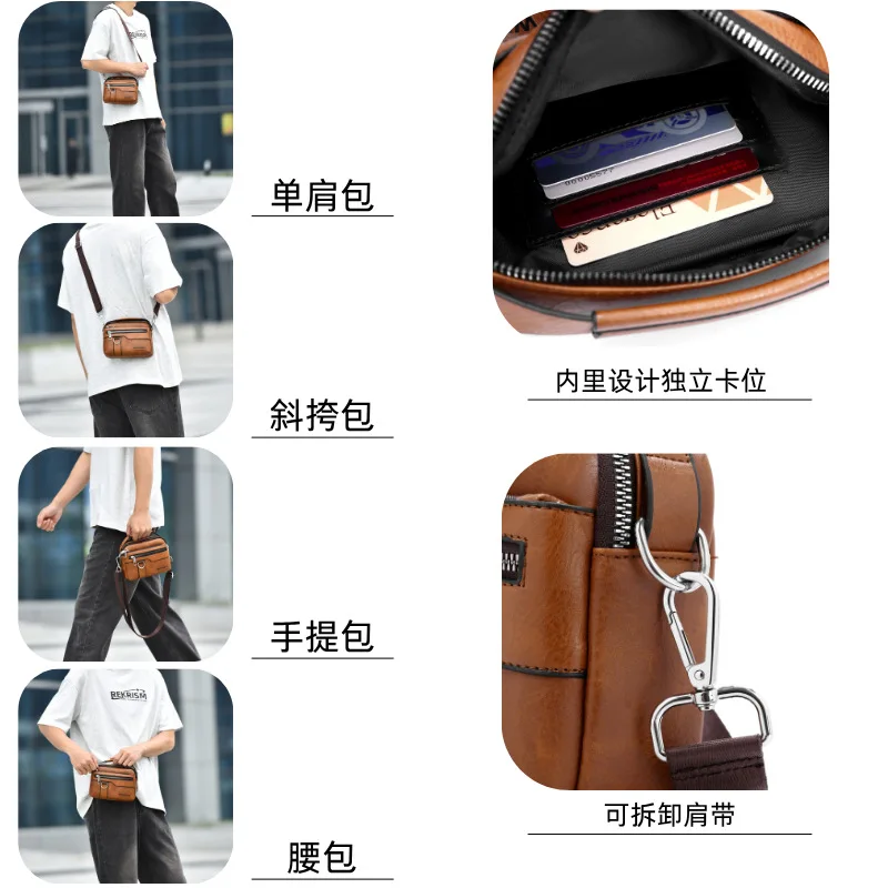 Luxury Brand Men's Shoulder bags Vintage Messenger Bag Leather Men Handbag Fashion Split Leather Crossbody Bags For Men 2026 New