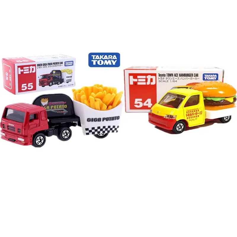Takara Tomy Tomica Diecast Car Red White Box Food Truck No54 Toyota Hamburger No55 GIGA Patatine fritte