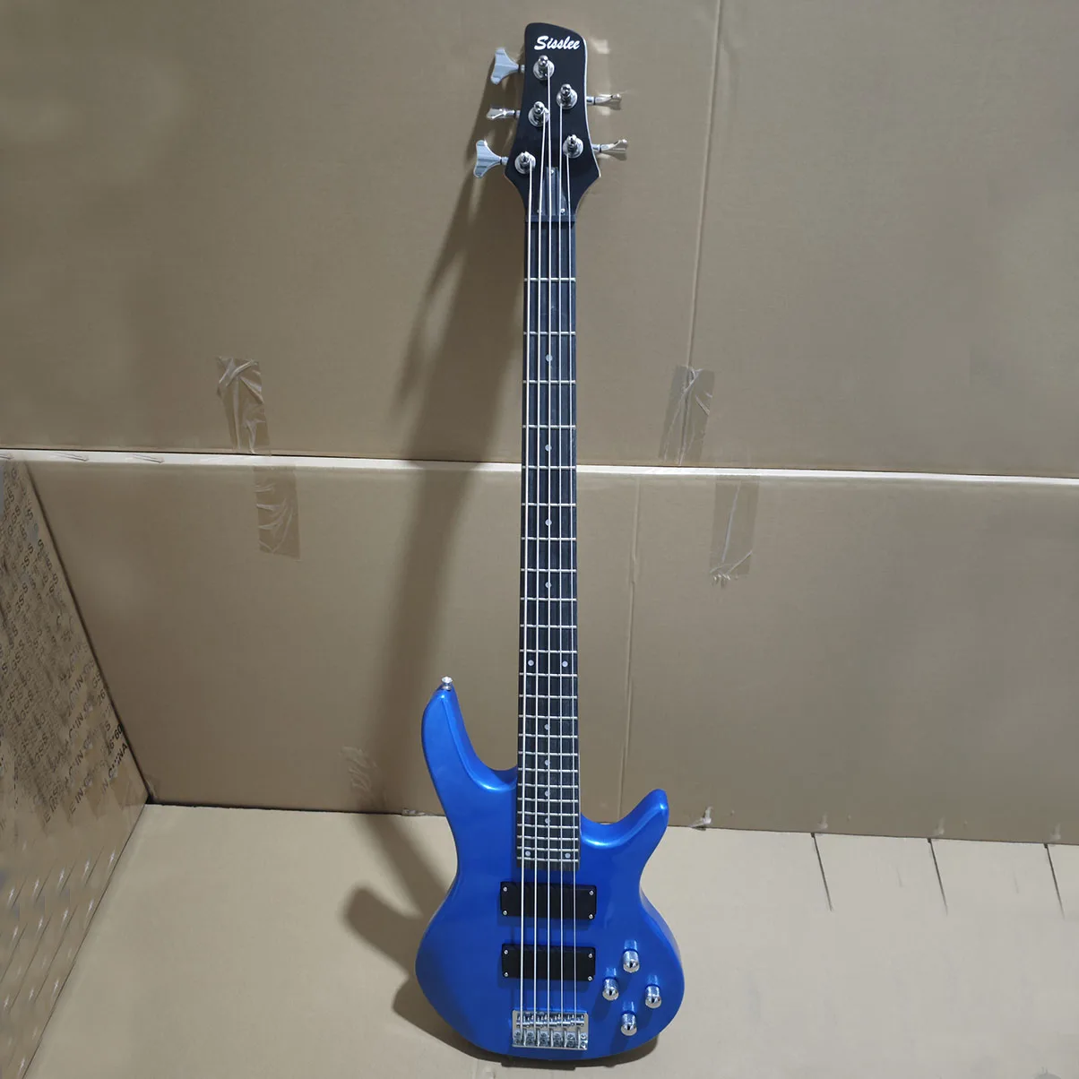 Bajo eléctrico de 5 cuerdas, 24 trastes, pastilla Humbucker azul, bajo de aliso 2V2T