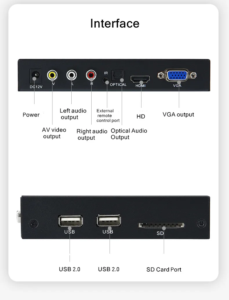 New Metal 4K HD Media Player Support SD Card 500GB USB Disk 5TB HDD MultiMedia Box Autoplay Video PPT PDF Advertise AD Player