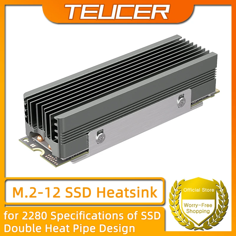

Радиатор SSD TEUCER M.2 NVMe 2280, высокоэффективный радиатор с двойной медной трубкой и двусторонней термопрокладкой SSD