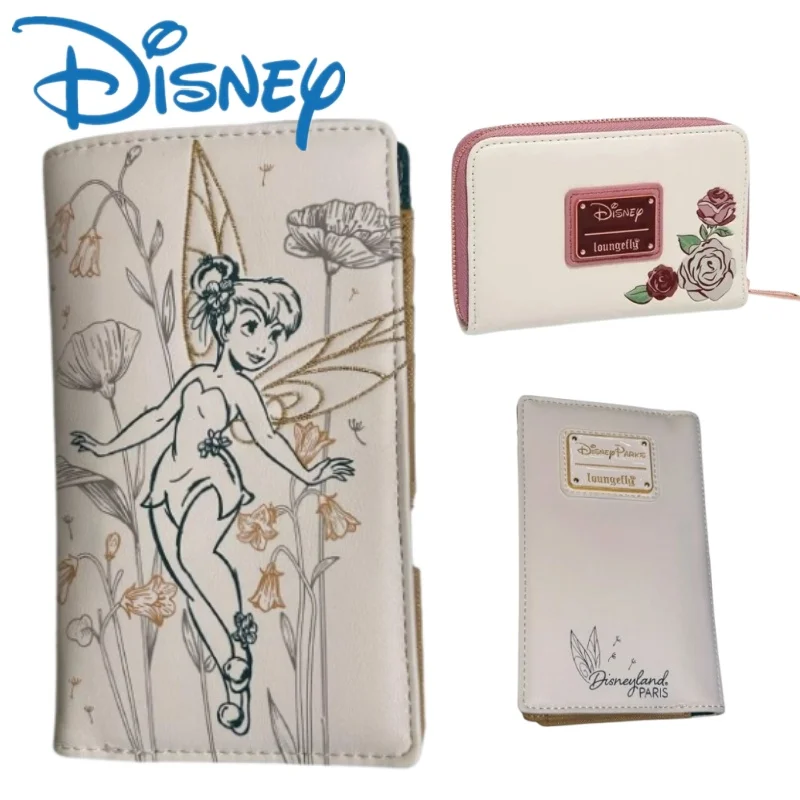 Disney Loungefly pequeña Hada La Bella y La Bestia princesa Tinker Belle cartera Floral bolso de mano para mujer bolso de tarjeta para adultos regalo