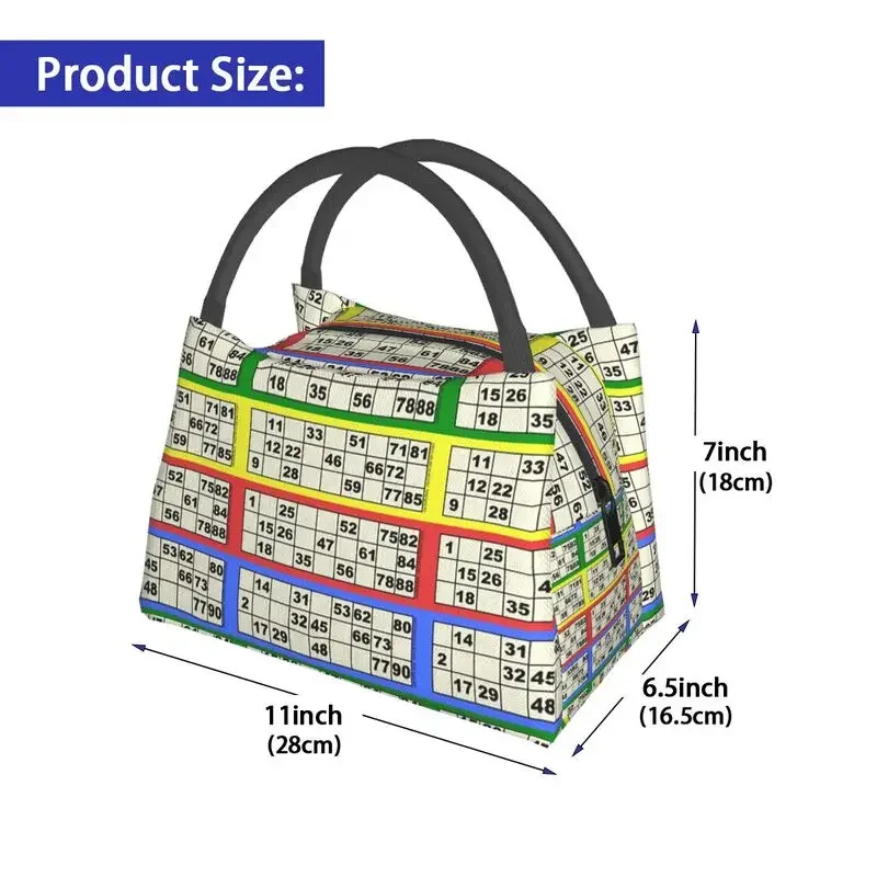 90 Ball Bingo Paper Game Insulated Lunch Bag for Women Waterproof Cooler Thermal Bento Box Work Picnic lunchbag