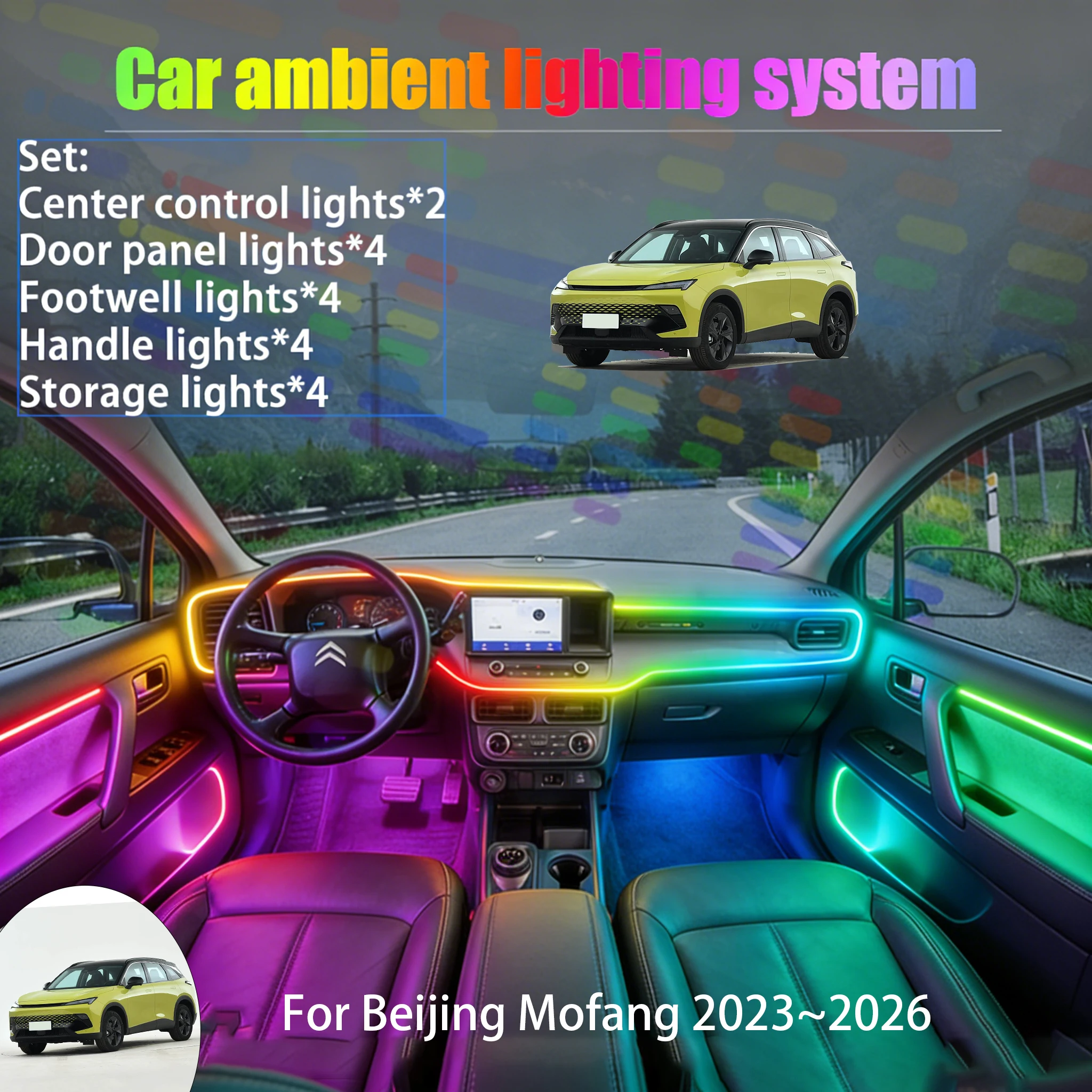 

Для Beijing Mofang 2023~2026: Комплект светодиодной подсветки салона и багажника (2/18 в 1), USB RGB, с эффектом бегущих огней, автозапчасти