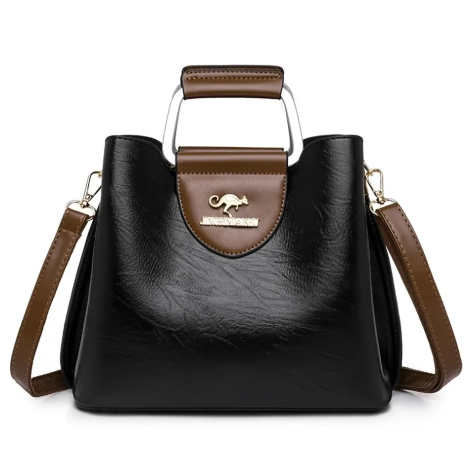3 Layers Brand Small Tote Bag Oil Skin Leather Luxury Handbags Women Bags Designer Ladies Shoulder Crossbody Hand Bags for Women