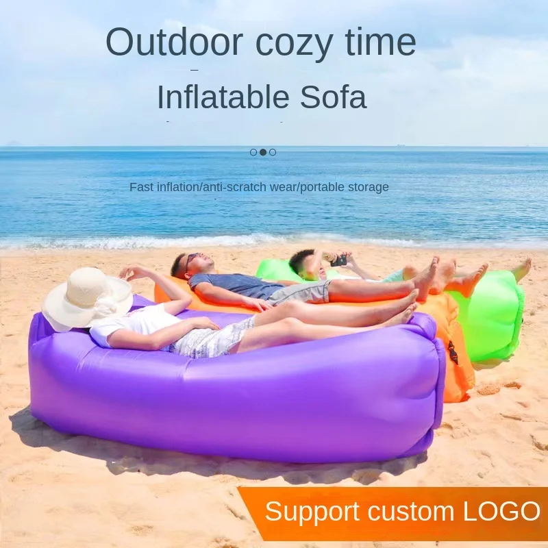 Outdoor portable lazy inflatable sofa water beach grass park air bed outdoor sofa custom logo