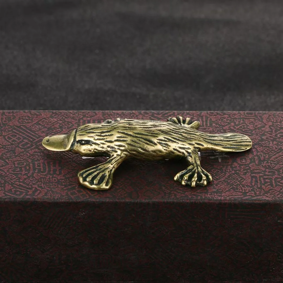 Vintage Brass Platypus Figurine Duckbill Ornament Metal Tea Pet Feng Shui Collectible Home Decor Handmade Gift Craft Art Model