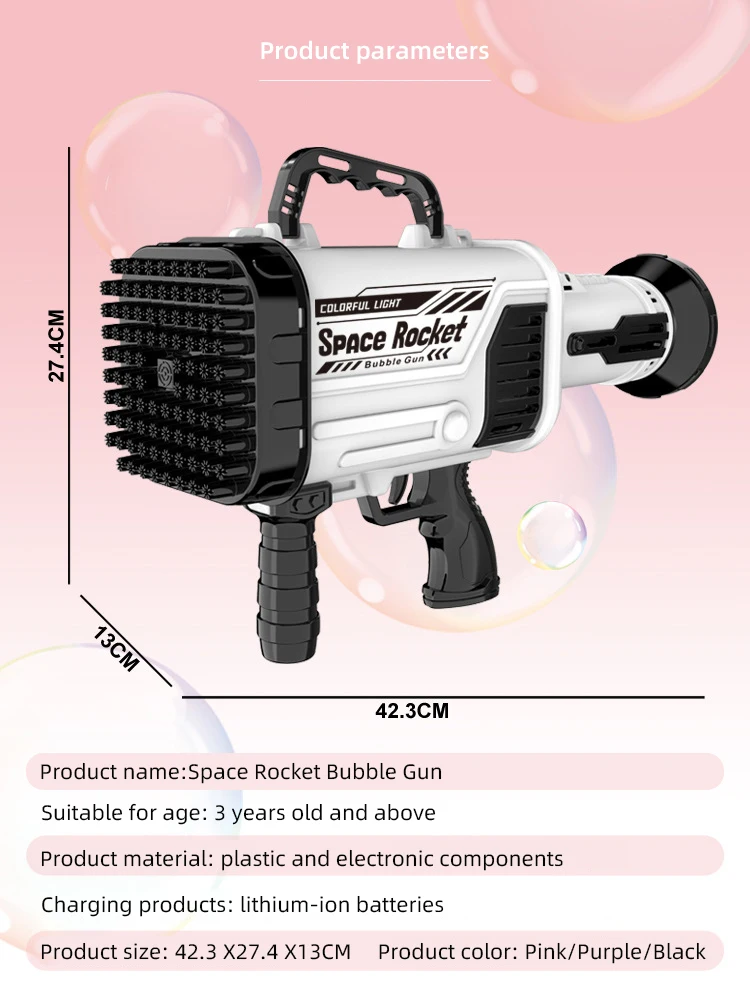 92 Hole Bubble Gun Automatic Bubbles Machine Soap Children Blowing Bubble Toys Oversized Portable Outdoor Bubble Machine Kid Toy