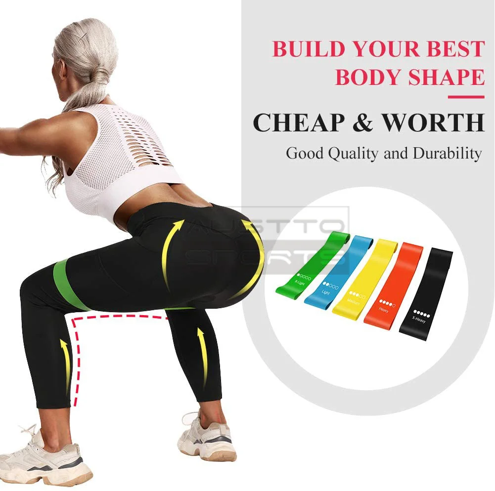 Austto Yoga Elastic Resistance Bands Exercise Stretch Loop band Workout Bands for Fitness Pilates Training Women