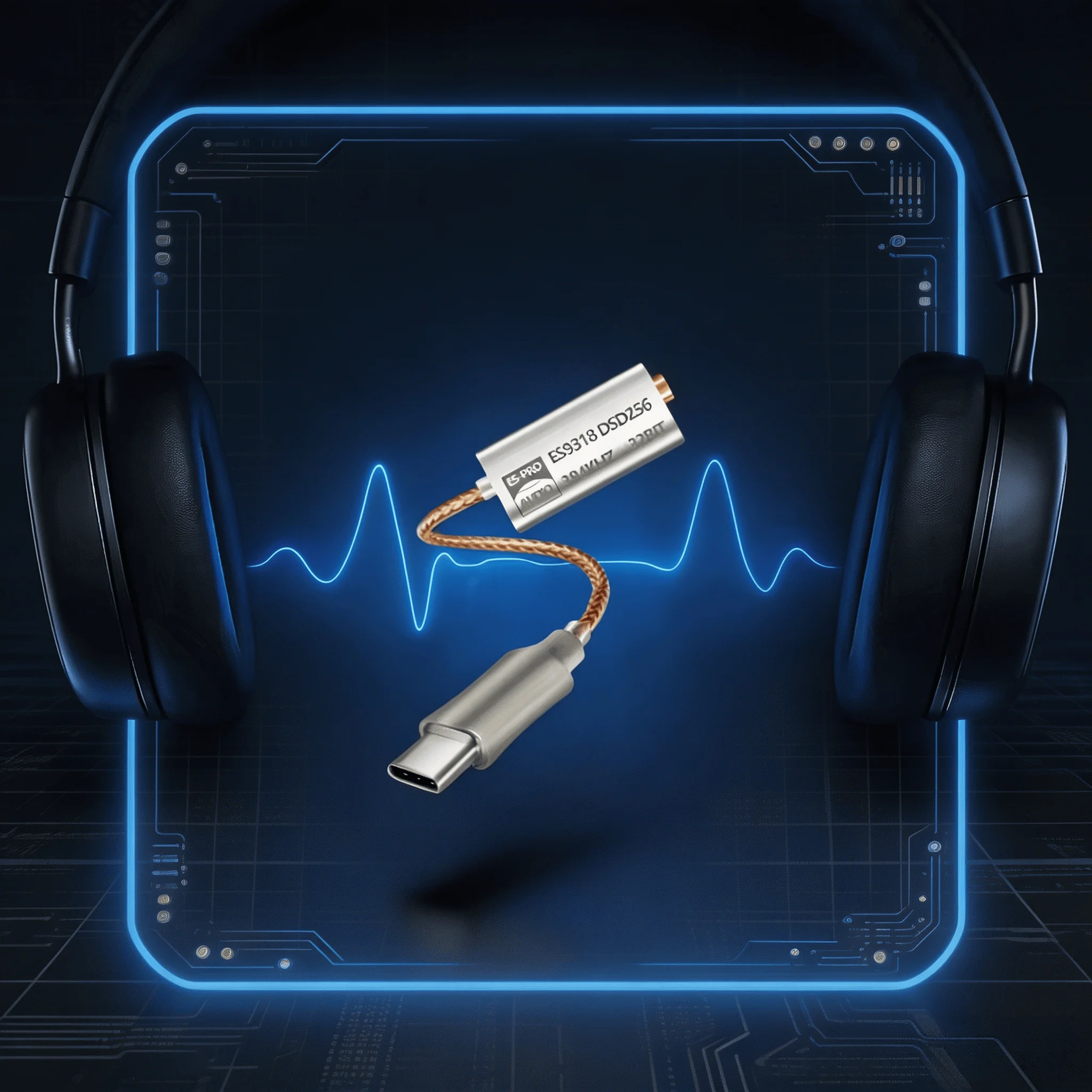 Hi‑Res Audio Adapter ES9318 USB‑C DAC Headphone Amp 180mW 32Ω 130dB SNR For KZ Moondrop IEMs Audiophile Use
