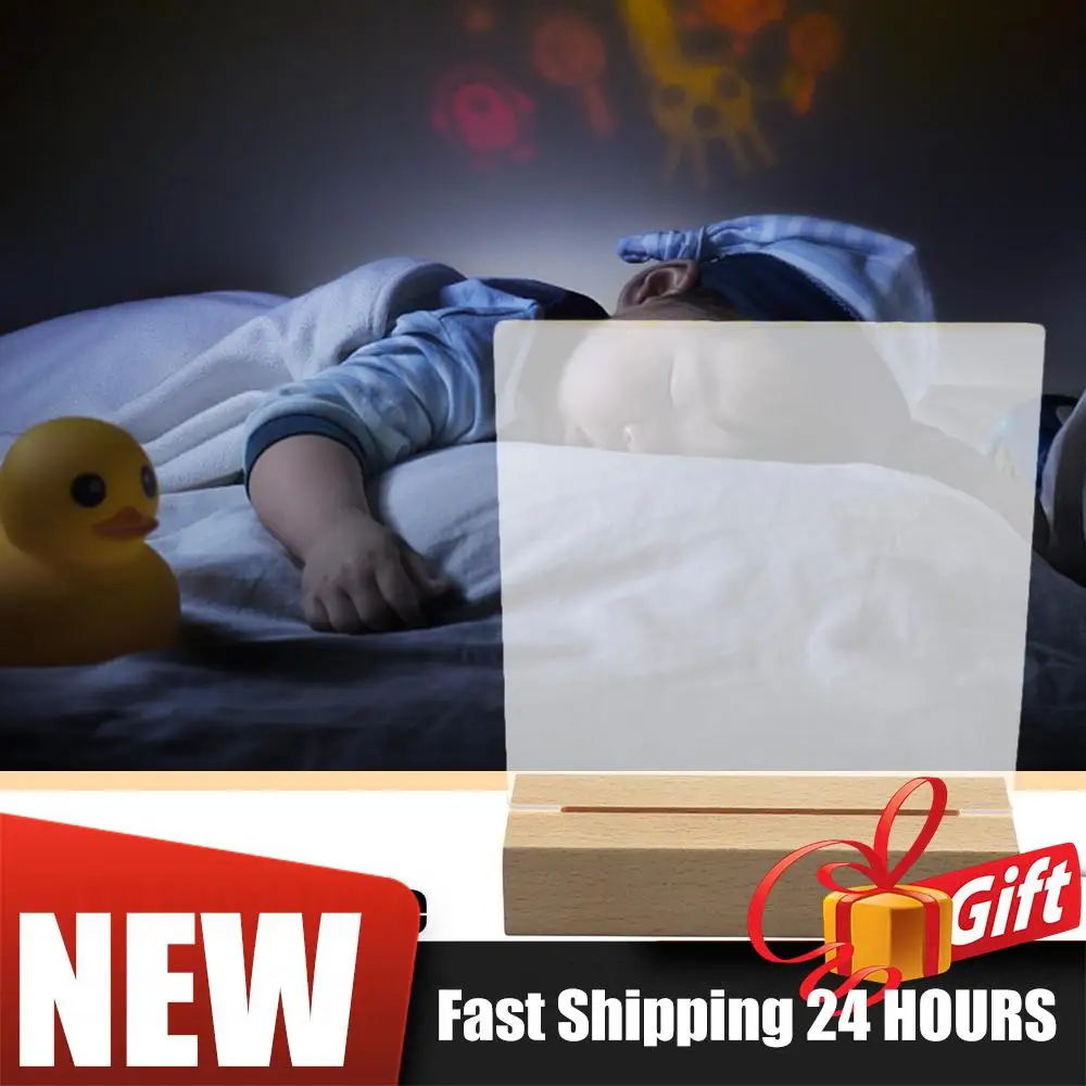 1-5 قطعة LED قاعدة عرض الخشب الإبداعية USB مضاءة حامل كريستال خشبية مضاءة قاعدة حامل ثلاثية الأبعاد اليدوية USB قاعدة خشبية الحلي