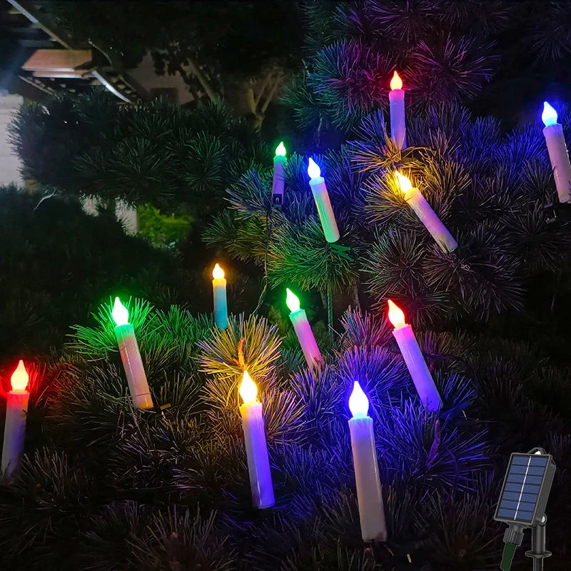 

Christmas Candle Solar String Light 12PC/Set Indoor Outdoor Clip On Sun Candle Lamp For Garden Tree Wedding Party Birthday Decor