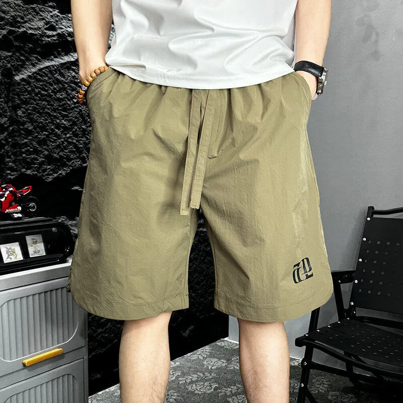 

Ice Silk Casual orts Men's Summer Thin Loose Large Size Qui Dry Workwear Sports Five-Quarter Pants Straight Leg Printed E...