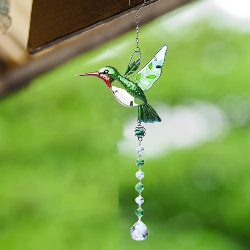 

Crystal Wind Chimes Prisms Rainbow Suncatcher Window Pendant Hummingbird Butterfly Hanging Light Catcher Home Garden Decoration