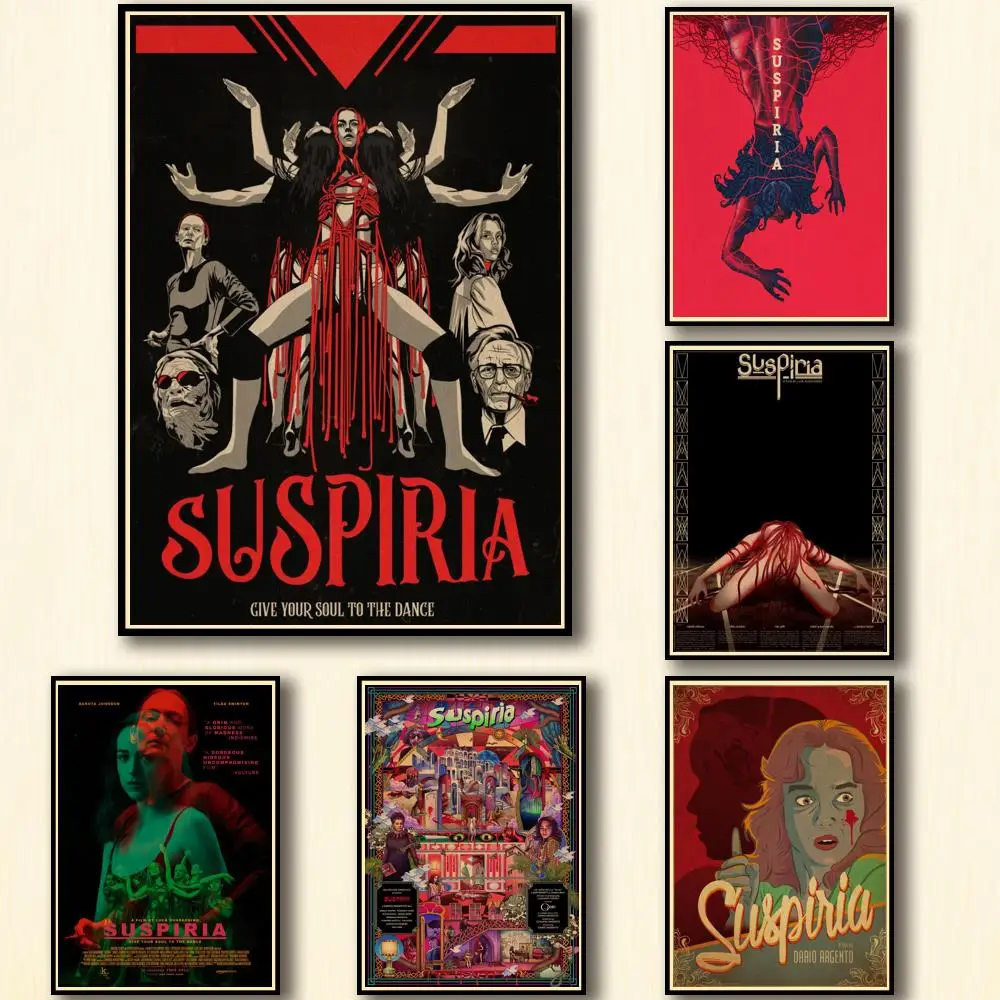 Vintage Horror Film Suspiria Kraft Paper Poster Art Wall Decor Sticker for Coffee Shops Bars  Home  Unique  Designs