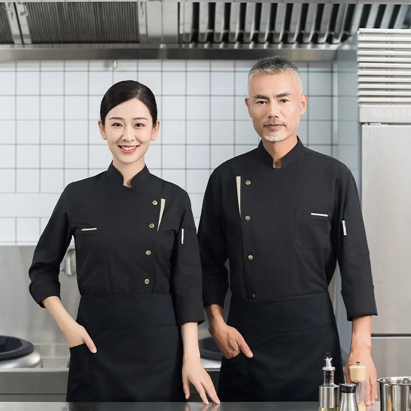 Unisex Hotel Chef Uniform, Camisa da cozinha, Restaurante Cozinhando Brasão, Cozinheiro Jaquetas, Padaria, Pastelaria, Café, Garçom Roupas de Trabalho