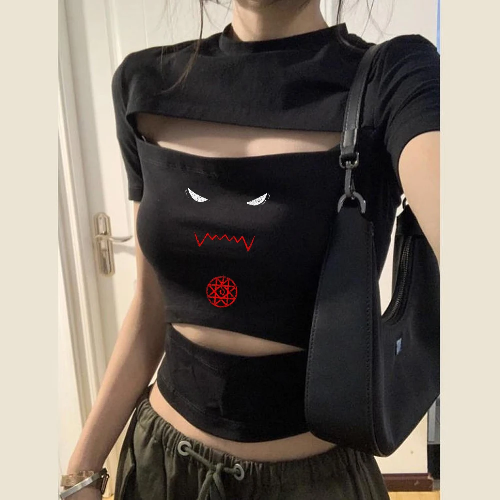 Fullmetal Alchemist crop top teen clearance sales baddie dollette grunge top tees japanese meme clearance sales baddie