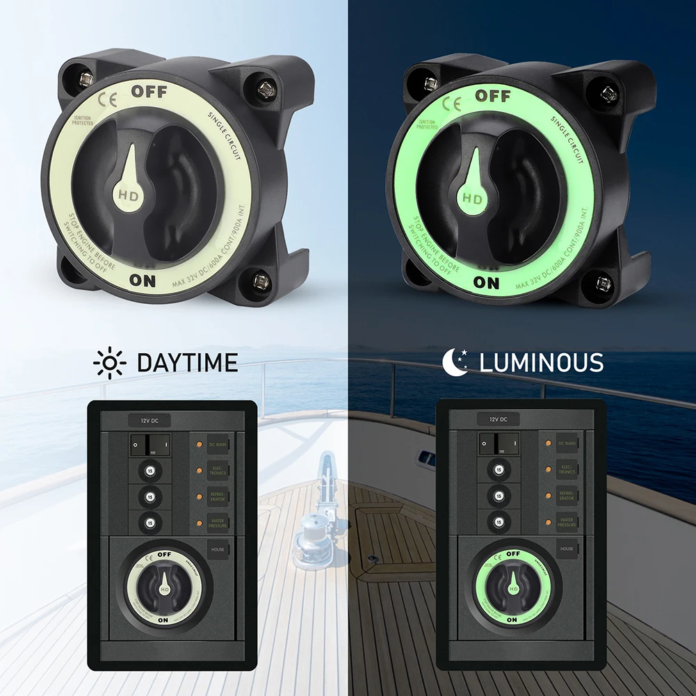 600A Continuous Rating Battery Kill Switch Single Circuit ON OFF for Boat Yacht For RV Car Truck Camper 32V DC System