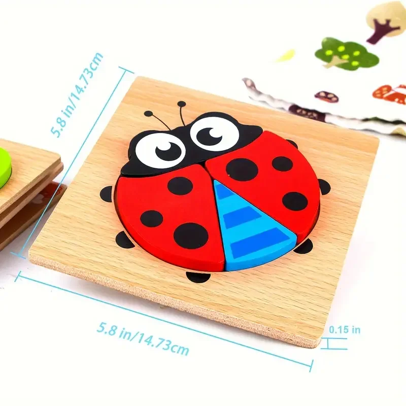 Wooden Puzzles Educational Cartoon Animals Early Learning Cognition Intelligence Puzzle Game For Children Toys