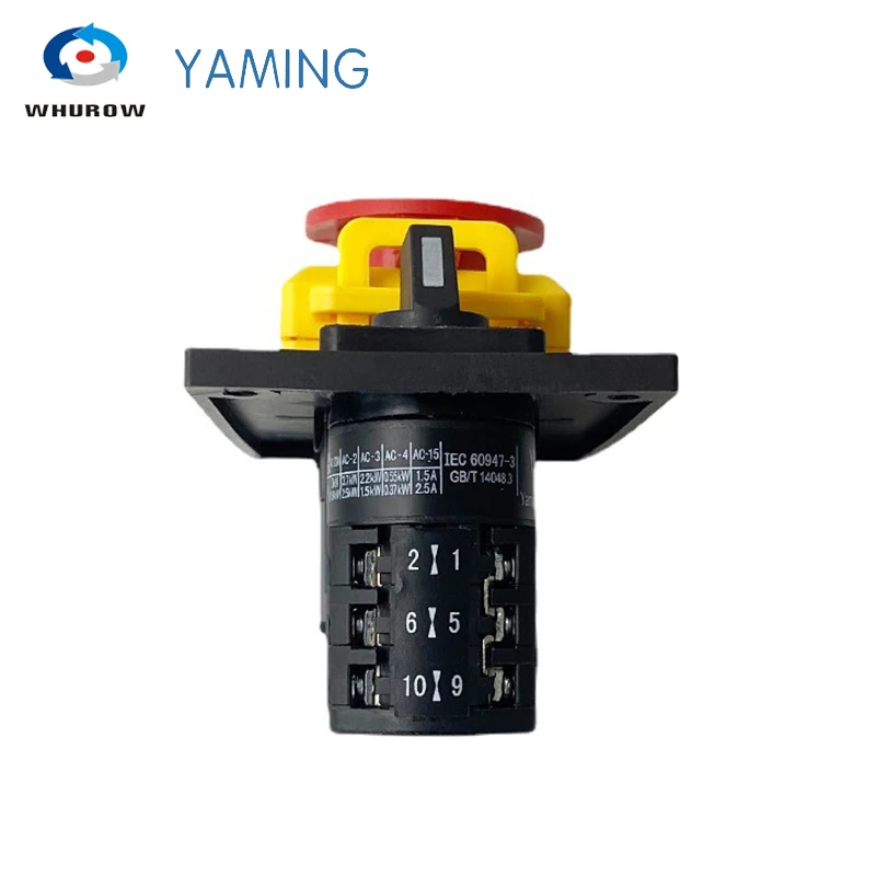 Electromagnetic Switch 400V 7 Pins Rotary Combined With Protection Cover Lock Waterproof Reset Push Button YCZ4-C