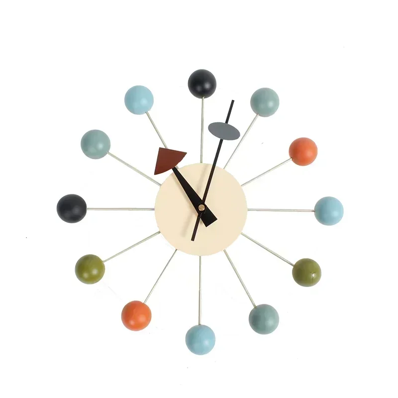 

Wooden silent round ball clock, living room 3D clock, decorative accessories with soul movement