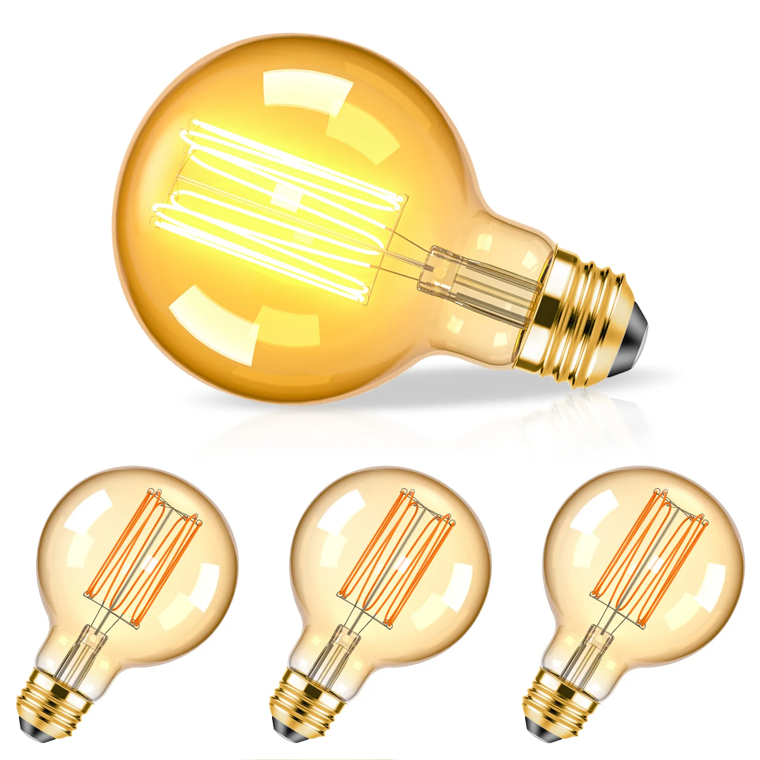 

Vintage Light Bulb G80 E27 Golden Spiral Filament Globe Amble Glass LED Bulb 3W 220V 1800K No Flicker Lamp for Indoor Room Decor