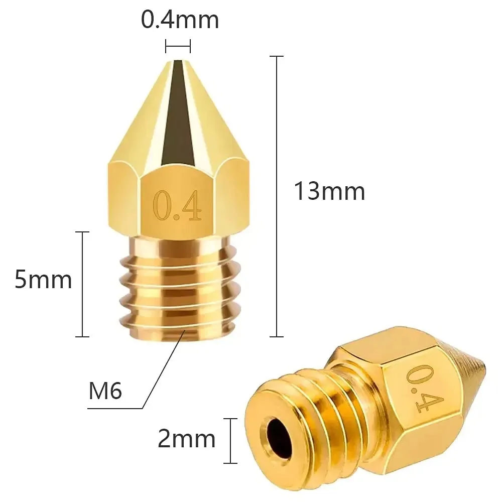 10 sztuk drukarki 3D MK8 dysze mosiężne 0.2/0.3/0.4/0.6/0.8/1.0mm Ender 3 wytłaczarka dysze ze stali nierdzewnej do drukarek 3D Creality