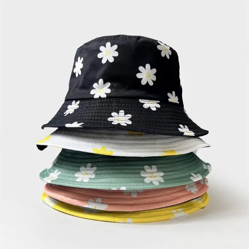 

39BD Kids Adult Reversible Floral Sun Hat Adjustable Bucket Hat Lightweight Outdoor