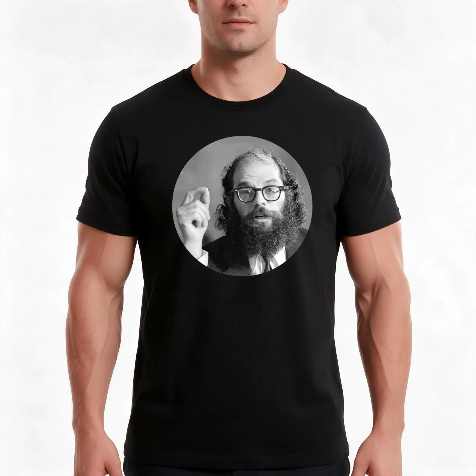 Allen Ginsberg T-Shirt, Summer Casual Cotton Tee, Oversized Streetwear Tops, Vintage Graphic Print, Loose Fit Short Sleeve