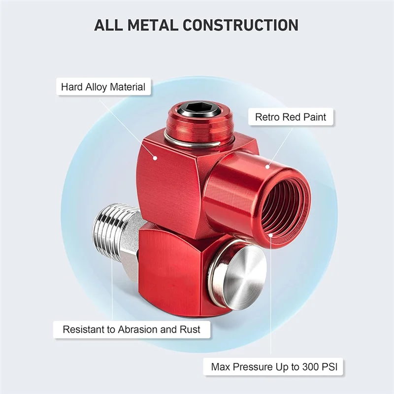 

ABJN-2-Pack 1/4 дюйма NPT, поворотные фитинги для воздушных шлангов на 360 градусов, соединитель воздушного шланга без утечек с быстроразъемным соединением MNPT 1/4 дюйма