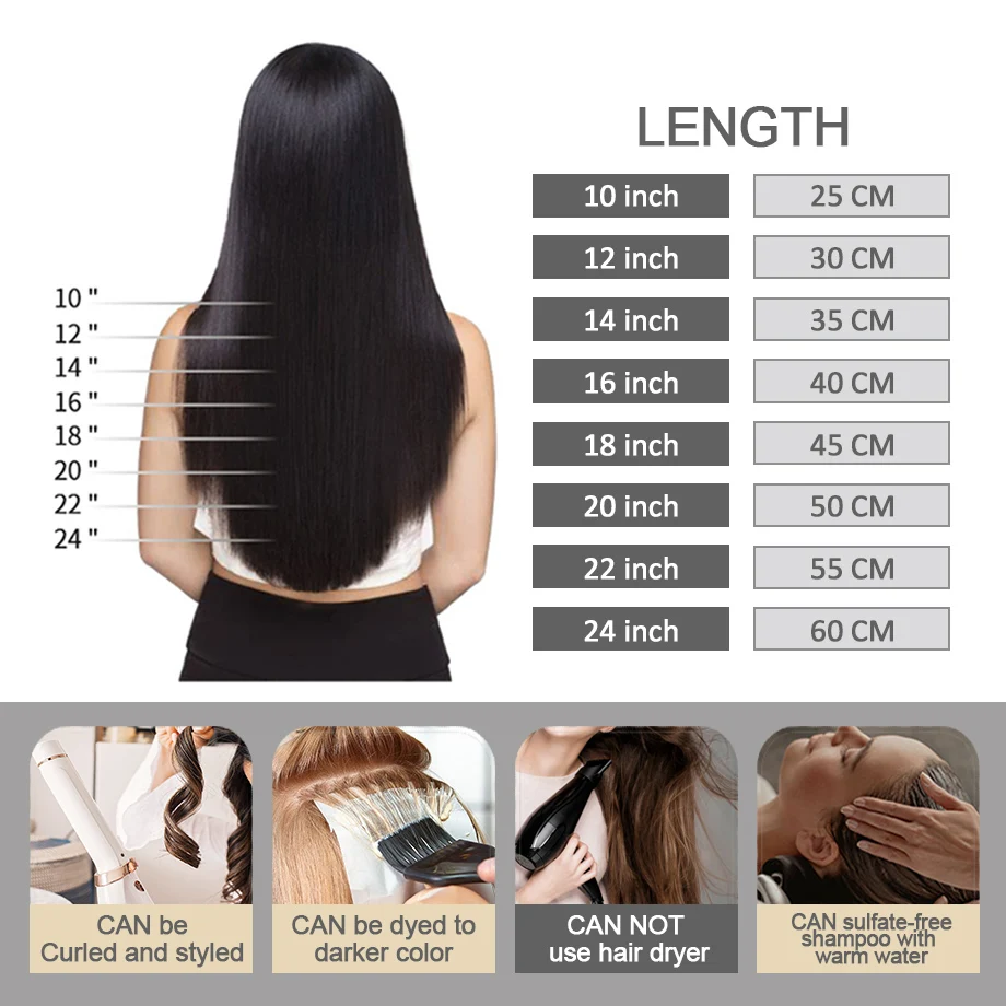 Extensões retas sem emenda do cabelo para mulheres, fita em extensões do cabelo, cabelo humano real de Remy, trama dobro, # 99J, 12-24"