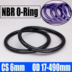 1-5PCS NBR O Ring Seal Gasket CS 6mm OD 17-490mm Nitrile Butadiene Rubber Spacer Oil Resistance Washer Round Shape Black
