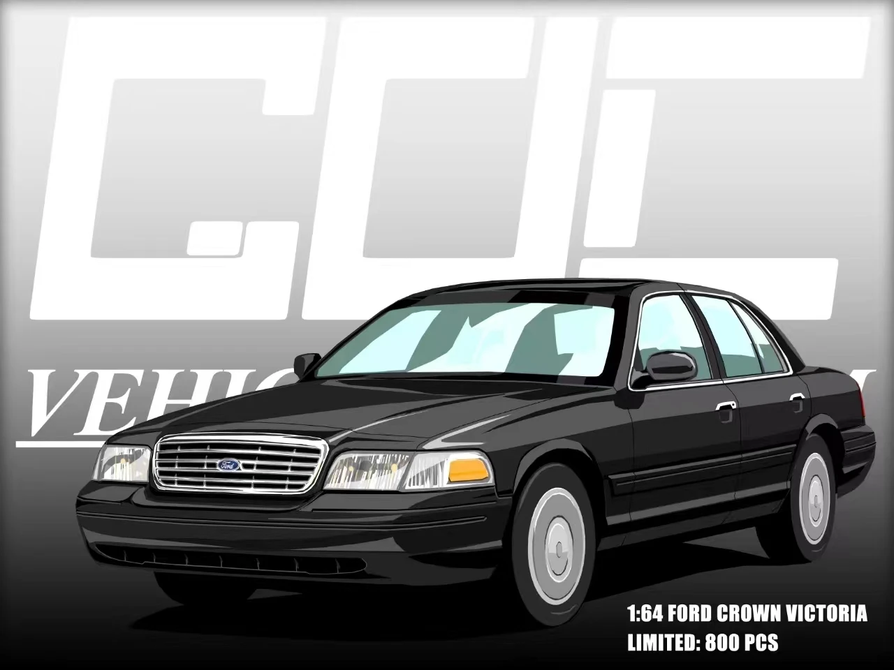 

GOC 1:64 Crown Victoria STREET PACKAGE Black plainclothes police car limited 800 Diecast Model Car