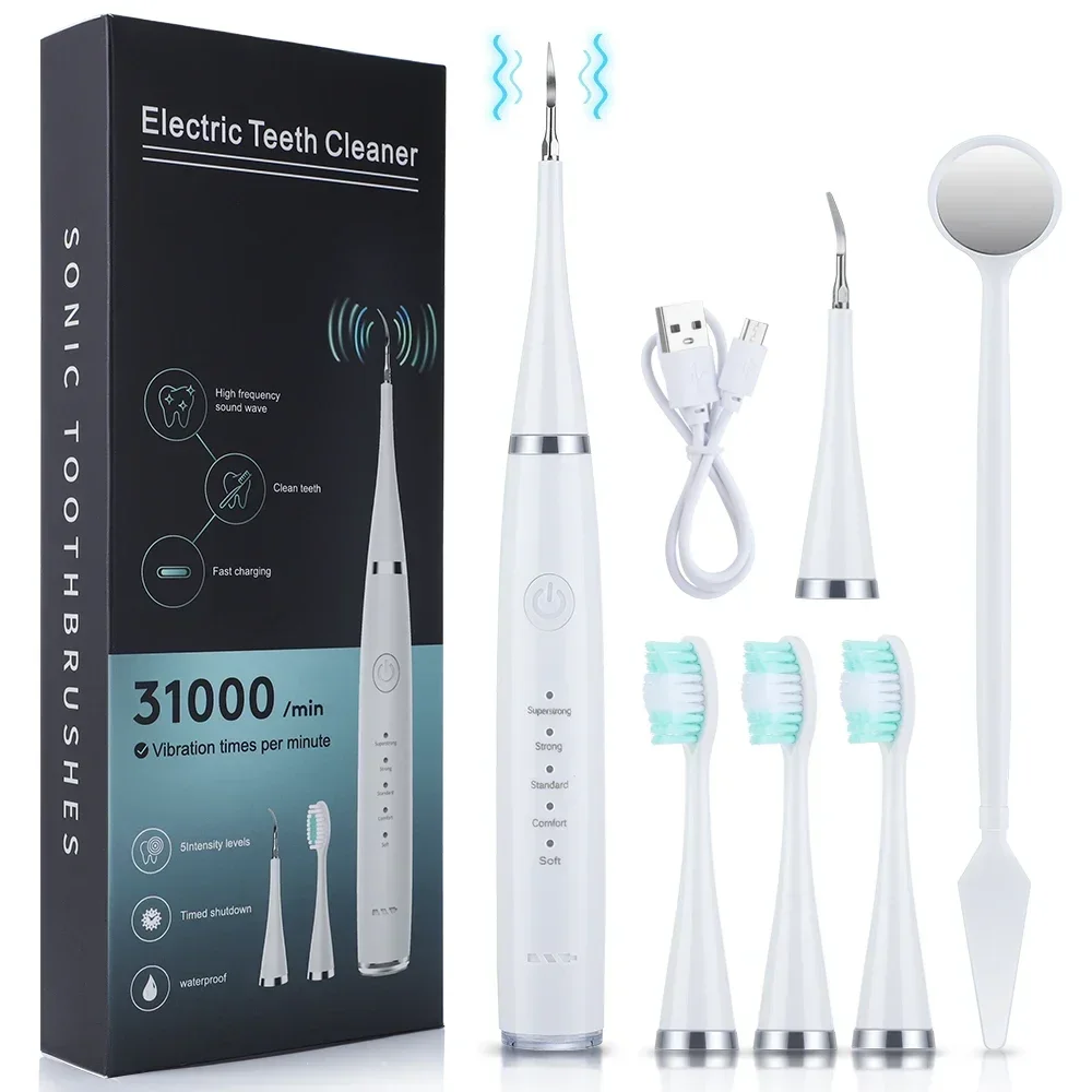 Ultrasonic scaler for teeth cleaning tartar removal plaque removal rechargeable teeth whitening oral care and dental cleaner