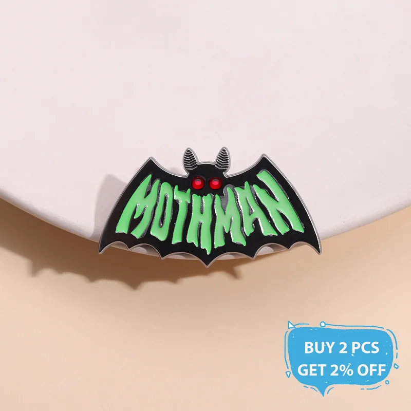 Black Moth Man smalto Pin Cartoon Mothman Bat Animal spille colletto con risvolto zaino Badge gioielli di Halloween regalo per gli amici