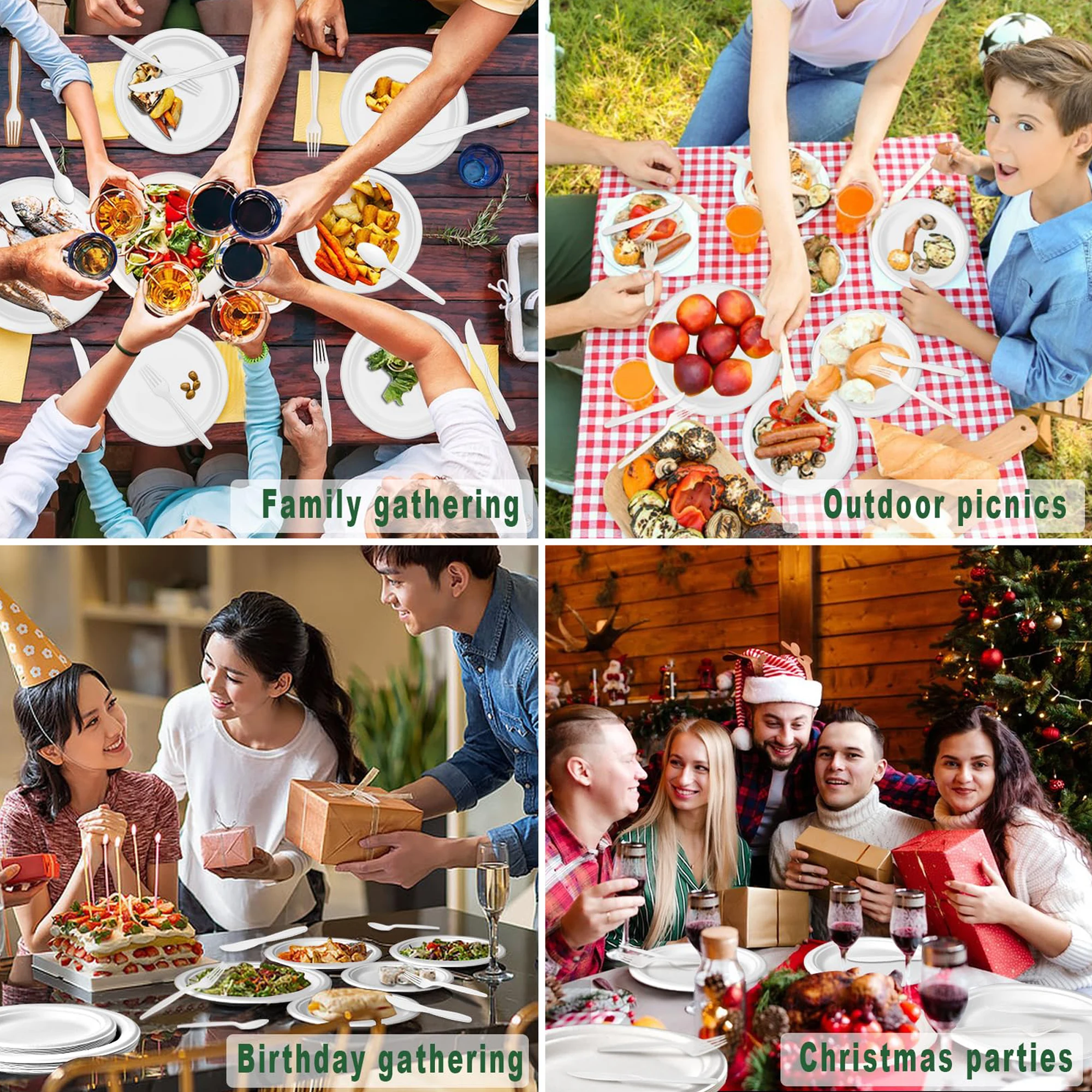 50-100Pcs Heavy Duty Disposable Paper Plate 100% Compostable Degradable Dinner Plates 6/7/8/9inch Party Disposable Plates