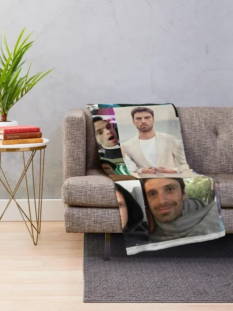 Sebastian Stan Collage Throw Blanket Blankets Sofas Of Decoration Designers Blankets